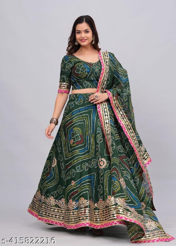 Rajasthani Women Kota Doria Lehenga With Heavy Aari Work