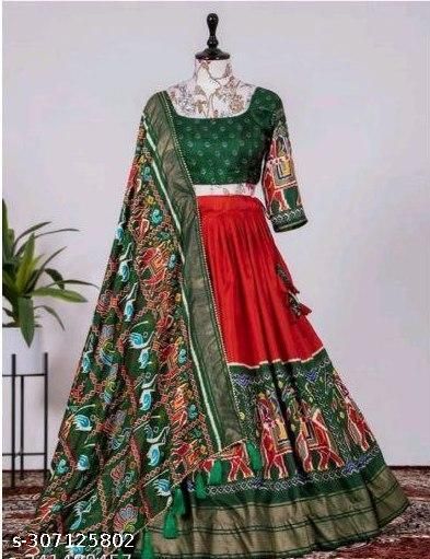 Red Green Patola Print Silk Designer Lehenga Choli