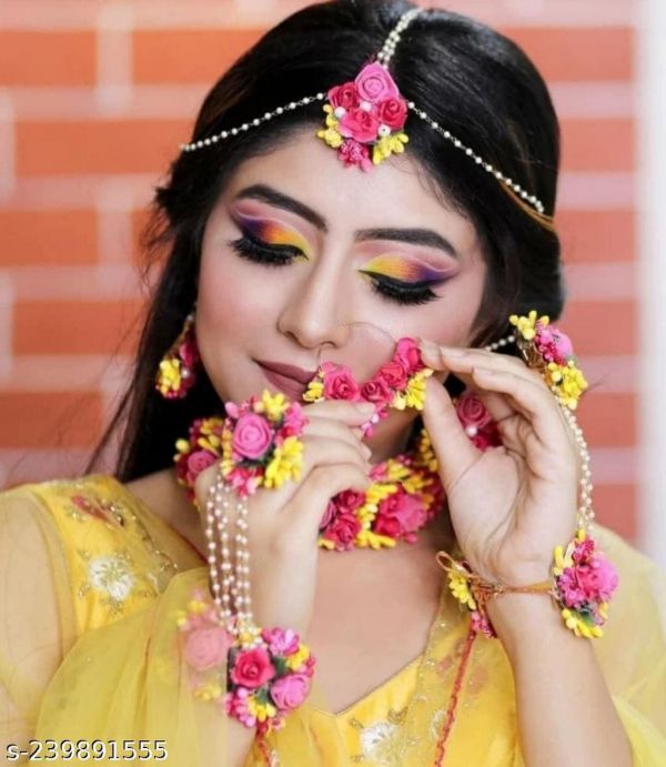 Royal Full Bridal Artificial Flower Jewellery Set for mehandi/haldi/baby shower