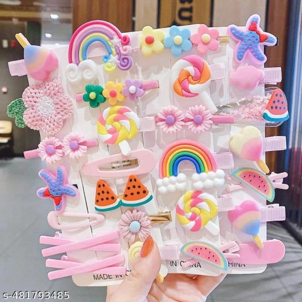 Set Of 14 Multiflower Hair Clips Kids Hair Accessories Random Design