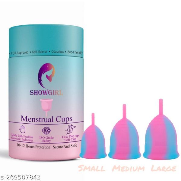 Showgirl Cup Sensitive Small Medium And Large Light To Heavy Menstruation Flow Beginner Period Cups Tampon And Pad Alternative 12 Hour Wear Feminine Care Soft Cup Made In India