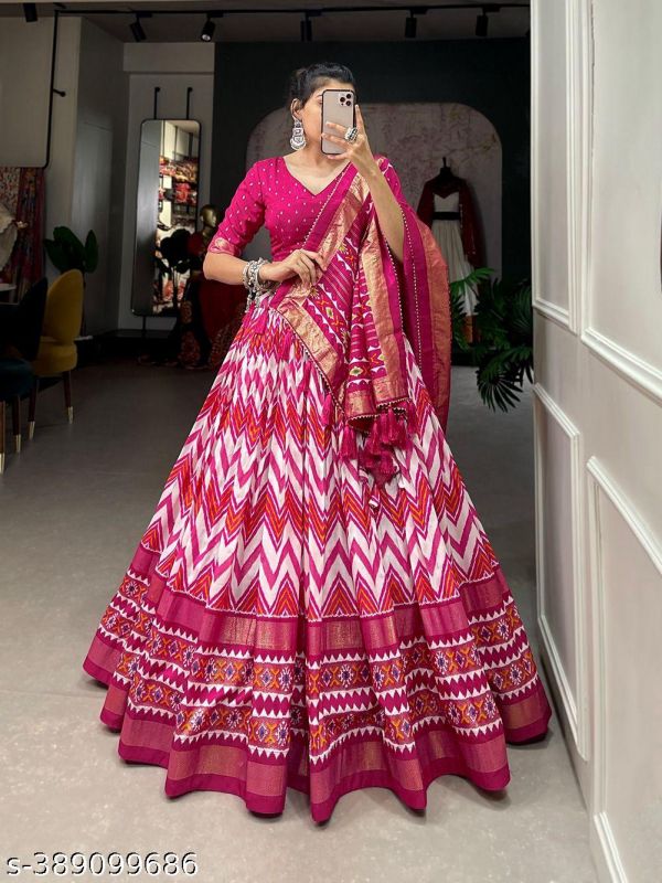 Silk Lehnga Choli And Dupatta Wirth Blouse Pis Unstich