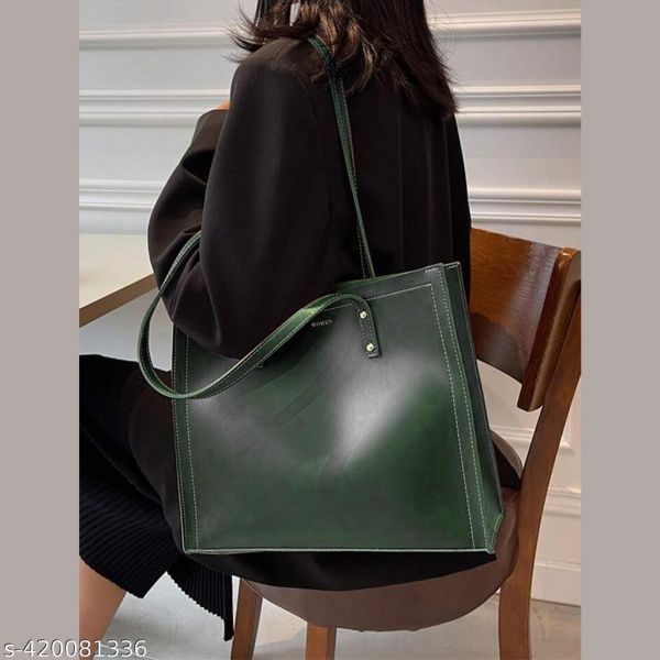 Solid Color Shoulder Bag Women Hand Bag Ladies Leather Womens Office Big Tote Lady High Capacity Handbags And Pursespack Of 1
