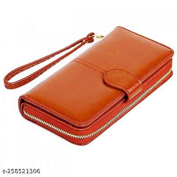Stealodeal Zipper Wallet Large Capacity Pu Leather Clutch Womens Wristlet Orange
