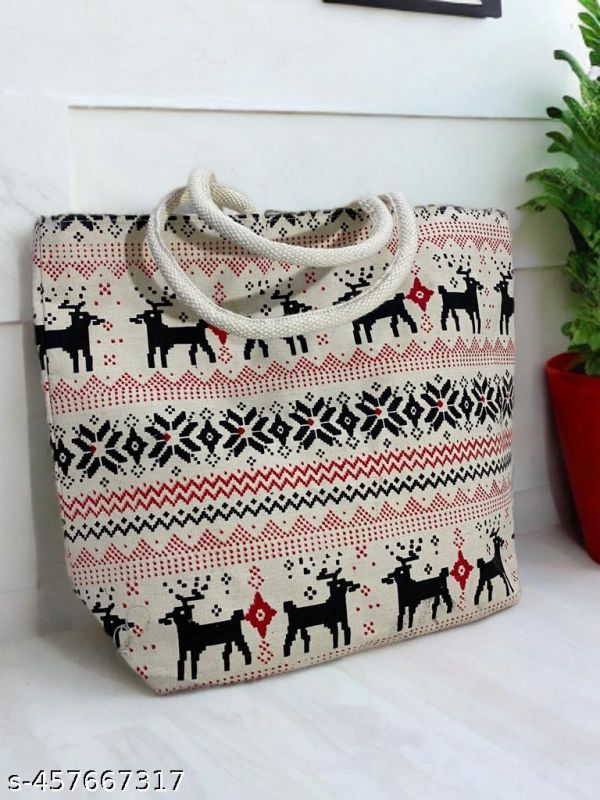 Stylish Deer Print Canvas Tote Bag Perfect For Daily Use Durable Eco Friendly