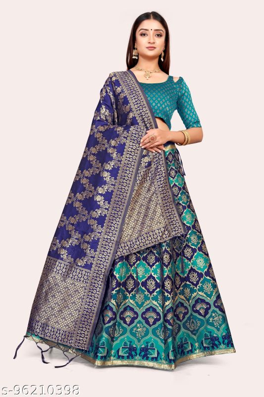 Teal Blue Banarasi Designer Lehenga Choli