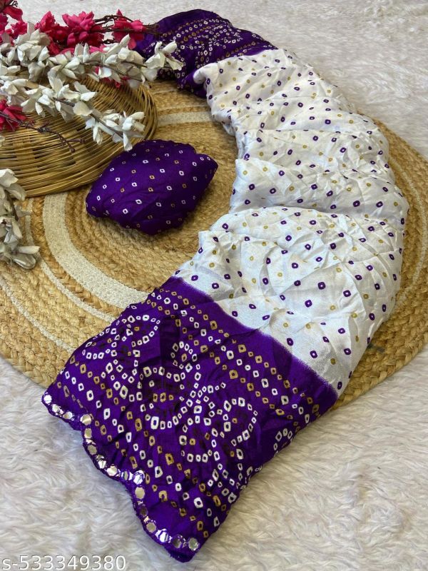 Trendy Mirror Border Bandhani Saree