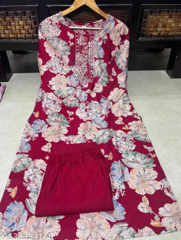 Vatican Fabric Kurti With Pants Sets