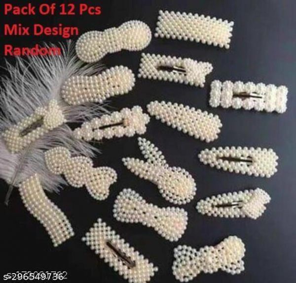 White Hair Pin Mix Tik Tok Pack Of 12