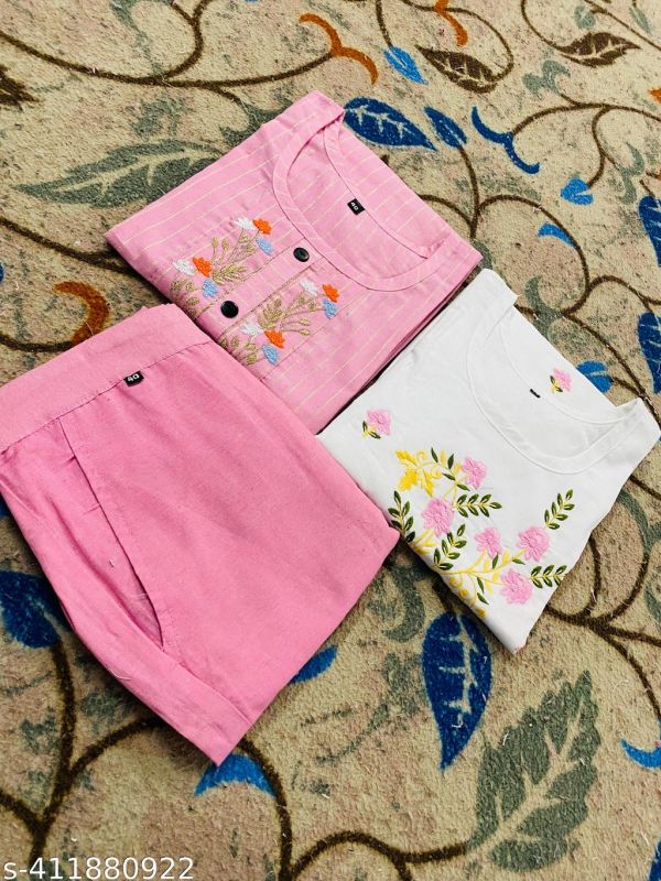 Women Kurta Set With Printed Work Fancy Kurti With Bottom