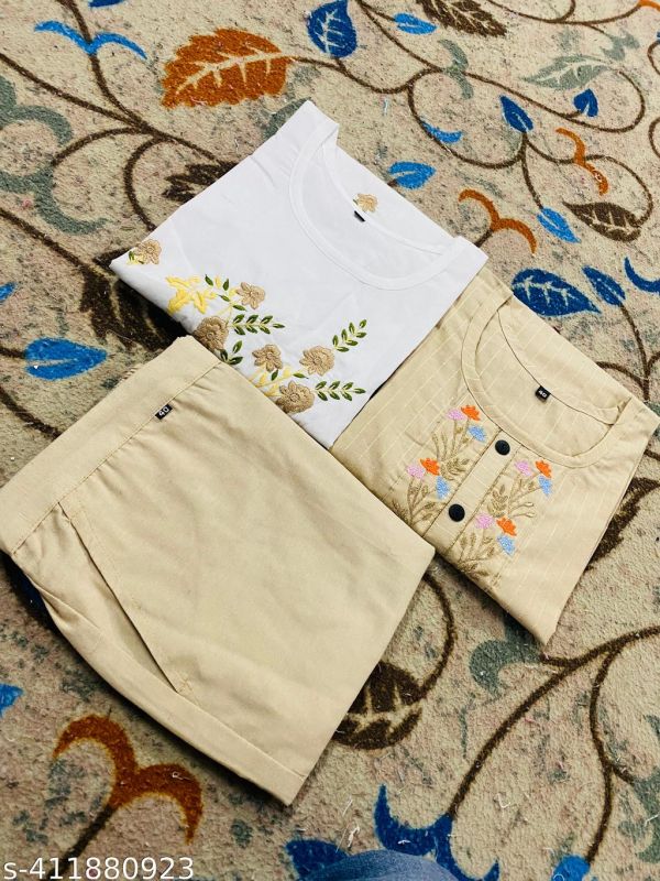 Women Kurta Set With Printed Work Fancy Kurti With Bottom