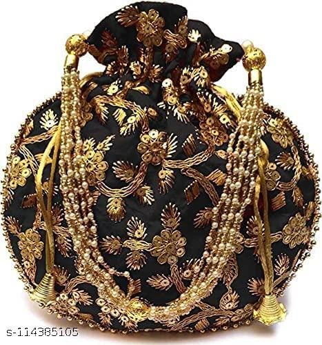Women' Potli | Indian Handicraft Women Silk Ethnic Rajasthani Potli Bag | Women Embroidered Potli Bag