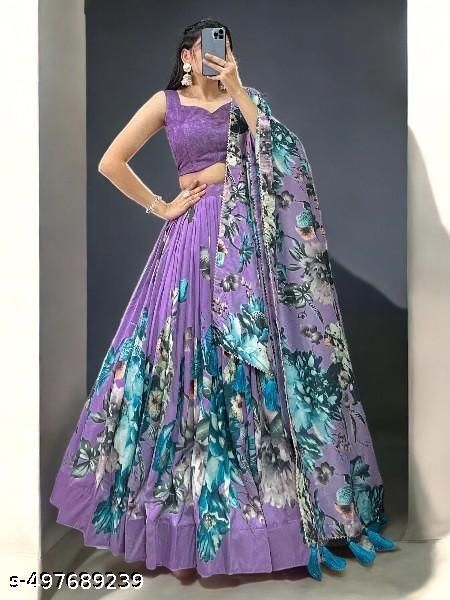 Womens Collection Dolla Silk Lehenga Choli Patola Print With Foil Work With Unstitched Blouse