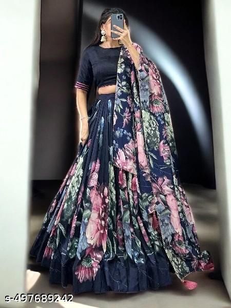 Womens Collection Dolla Silk Lehenga Choli Patola Print With Foil Work With Unstitched Blouse
