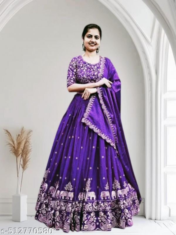 Womens Collection Elephant Design Lehenga Choli Embrodered Work With Unstitched Blouse