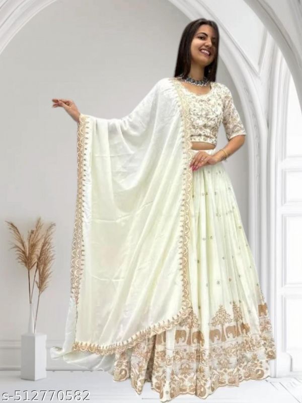 Womens Collection Elephant Design Lehenga Choli Embrodered Work With Unstitched Blouse