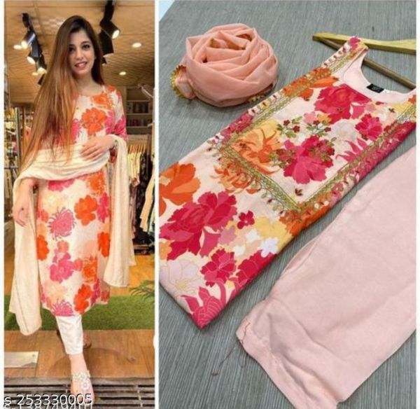 Womens Faboulas Digital Muslin Kurta Set