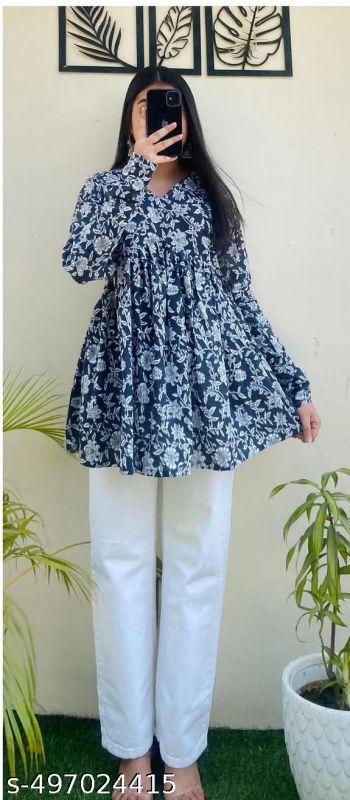 Womens Rayon Jaipuri Printed Kurti