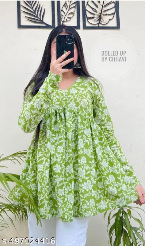 Womens Rayon Jaipuri Printed Kurti