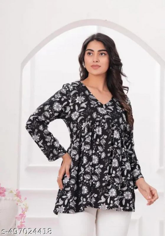 Womens Rayon Jaipuri Printed Kurti