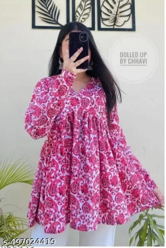 Womens Rayon Jaipuri Printed Kurti
