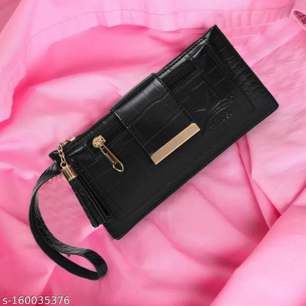 Womens Trending Crocodile Clutches Stylish Fashionable Clutch For Casual Wear Occasion Wear Party Wear Black