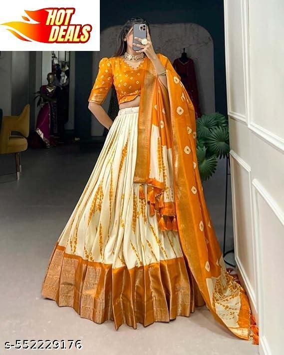 Womens Wear Tussar Silk With Patola Printed Lehenga Choli With Dupatta Set