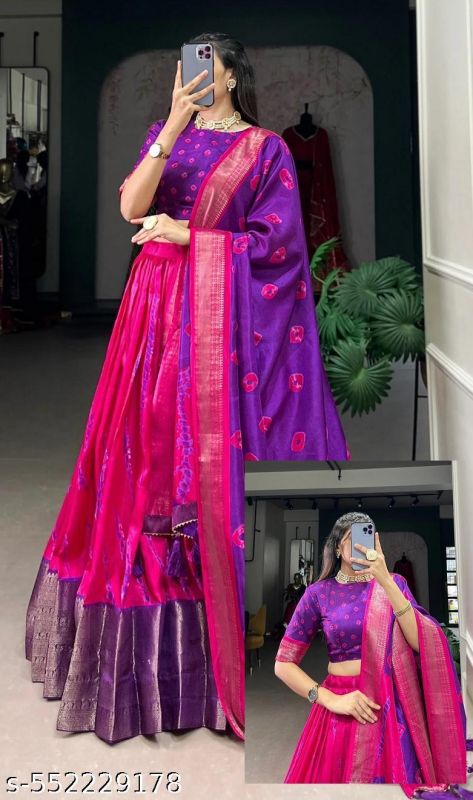 Womens Wear Tussar Silk With Patola Printed Lehenga Choli With Dupatta Set