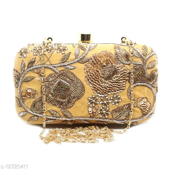 Zari Embroidery Velvet Womens Clutch For Wedding And Parties